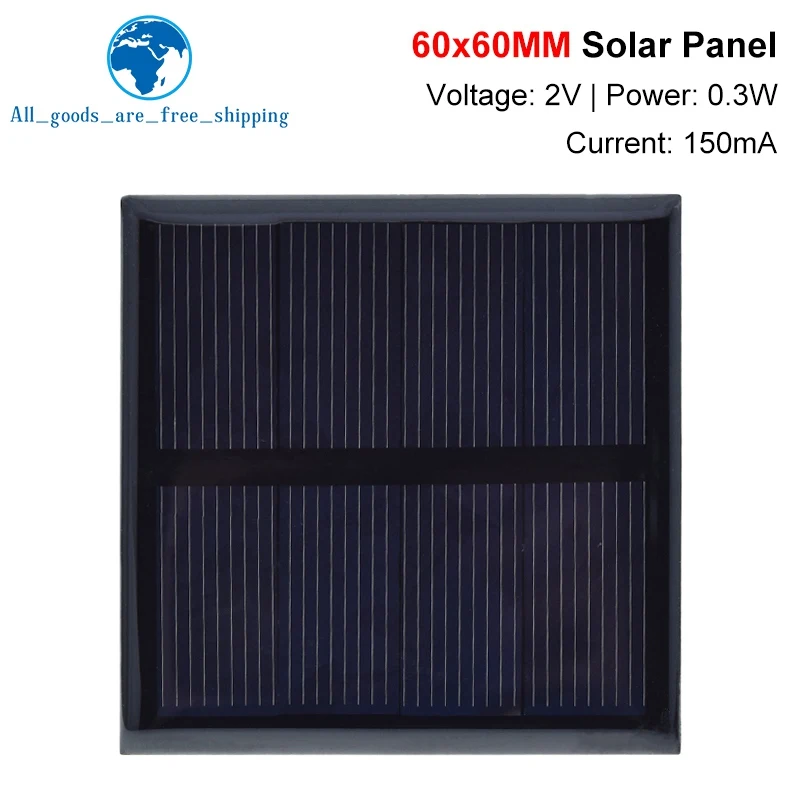 Tzt Solar Cell 2V 150Ma 0.3W 60*60Mm Sistema Solare Fai Da Te Per Batteria Carica Cellulare Pannello Solare Policristallino