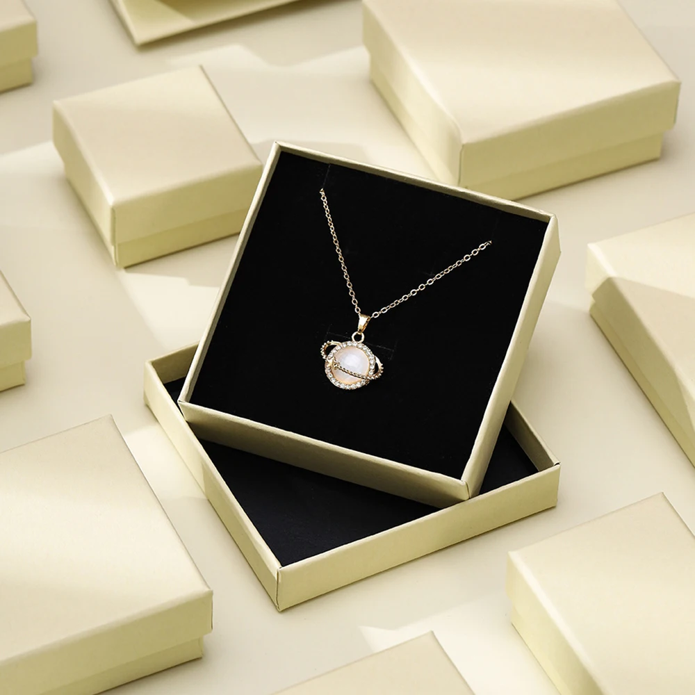 24pcs Light Yellow Jewelry Box Ring Earring Pendant Bracelet Protection Storage Case for Wedding Christmas Valentine‘s Day Gift