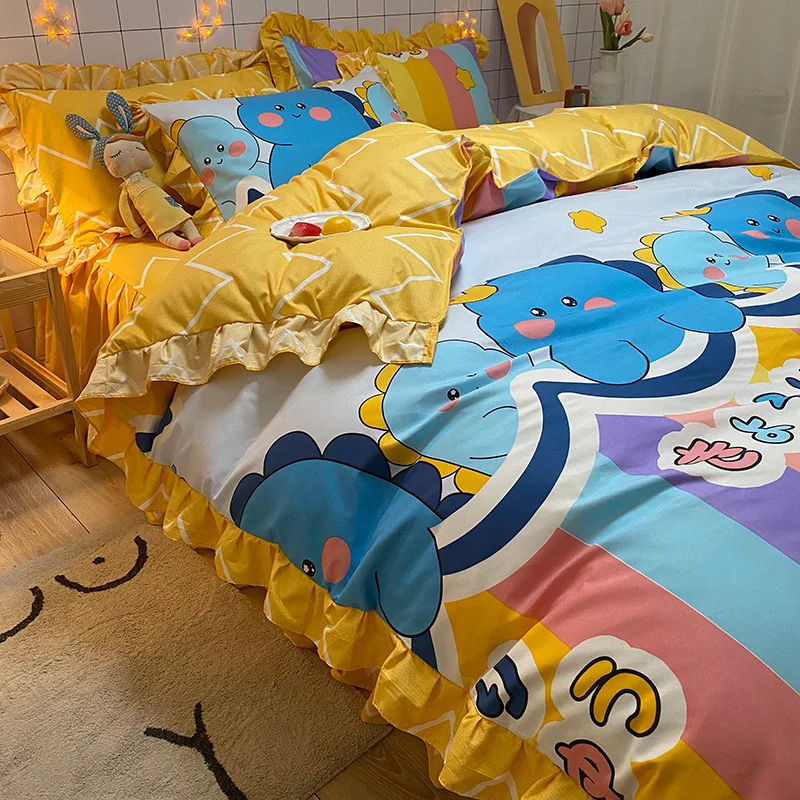 

Cute Bedding Set for Boys Girls Single Double Size Bed Sheet Duvet Cover Pillowcase No Fillings Kids Adult Home Textile