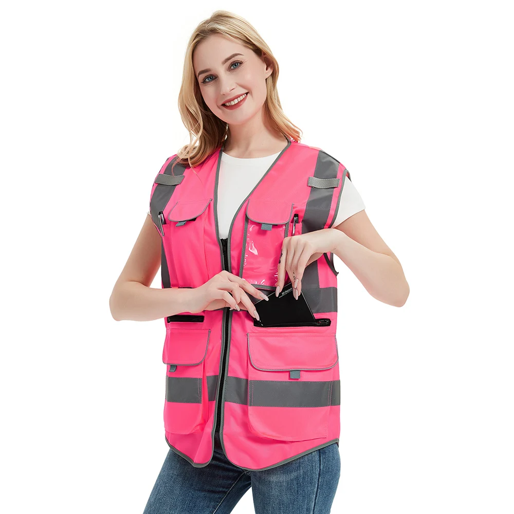 Men Women Safety Vest High Visibility Work Clothes Uniforms with Pockets Workwear safety vest high visibility vest