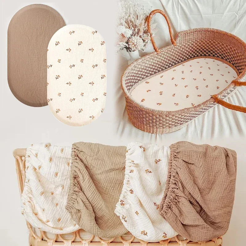 Baby Bassinet Sheet Ultra Soft Fitted Sheet Universal Fit for Bassinets Baby Cradle Moses Basket Oval Rectangle Pad/Mattress bassinet sheets