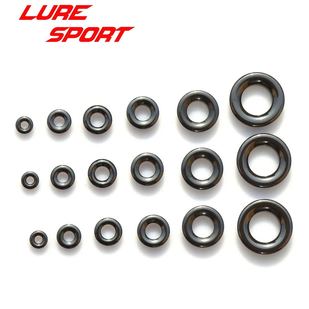 LureSport Thickening Alconite Ring Ceramic Black Guide Ring Rod Building component Repair DIY Accessory 12pcs 18pcs size 6-20