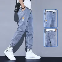 Light Wash Denim Casual Pants for Men Spring Summer New Style Trousers Harlan Nine Points Loose Fit Casual Jeans
