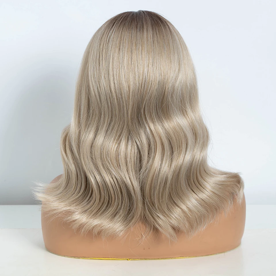Synthetic Lace Front Wig for Women 14 Inch Body Wave Short Bob T Part Ombre Blonde Brown Cosplay synthetic wig