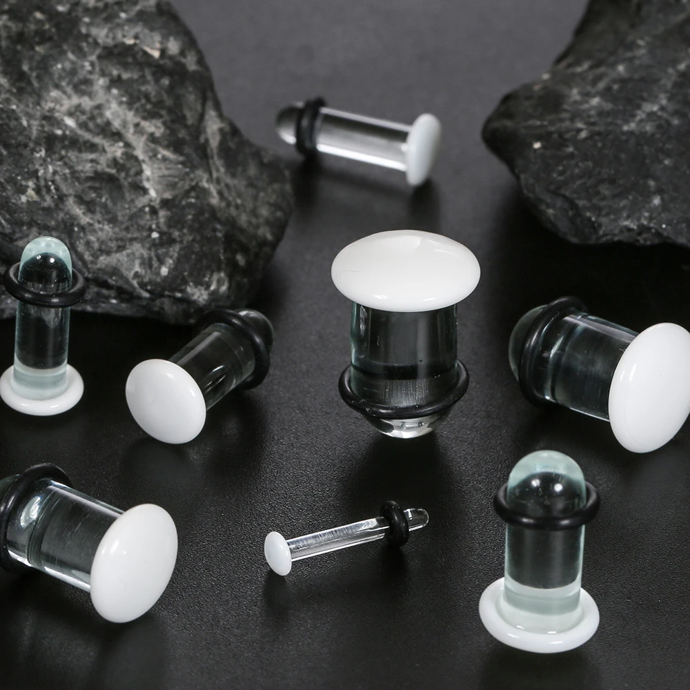 Casvort Pyrex Dead Plugs aus Glas, 14–00 g, bequeme Ohrmessgeräte, Tunnel, Expander, 0,5 mm, Erhöhungen, Piercing, Körperschmuck, Dehnungsset – Detail 12