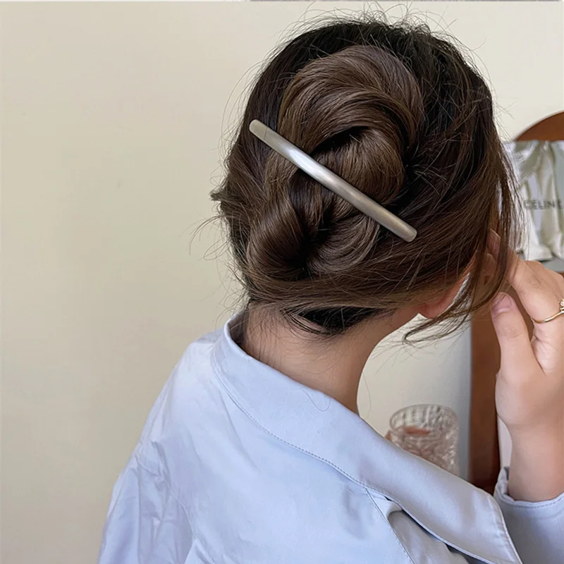 Koreanische Feste Metall Haar Clip Pin Mode Einfache Haarnadel Barrettes Elegante Haar Klaue Hairgrip Headwear Für Frauen Haar Zubehör – Detail 10