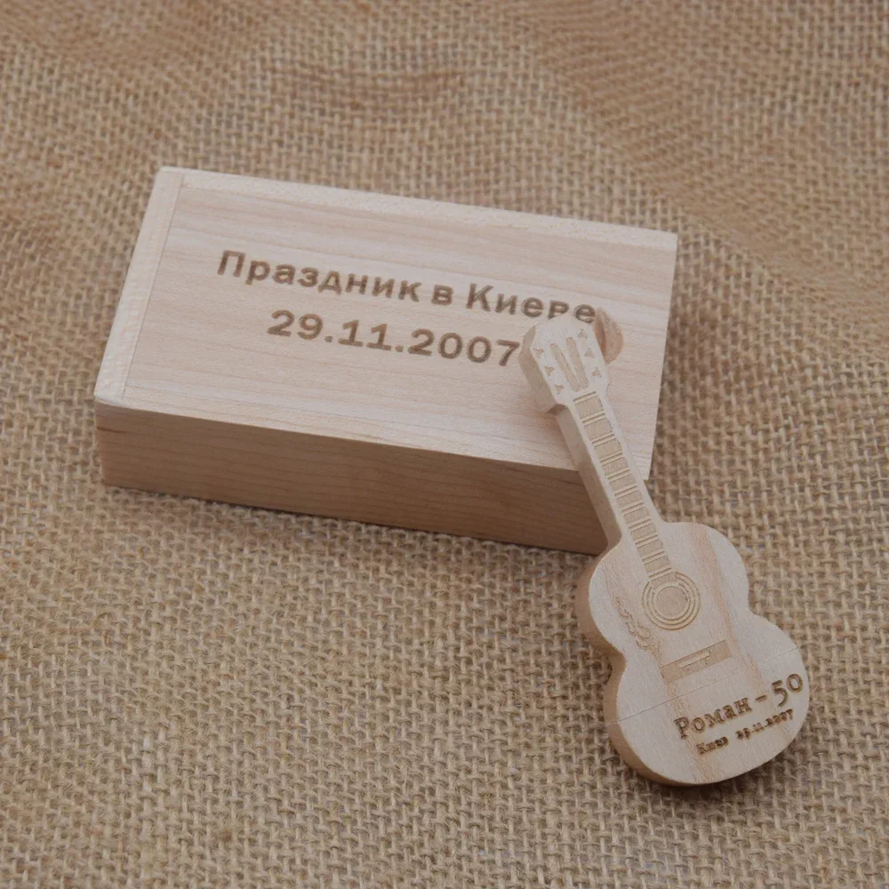 50 개/몫 맞춤형 나무 기타 펜 드라이브 usb 플래시 드라이브 메모리 스틱 pendrive 4GB 16GB 32GB 64GB 128GB Cle usb 무료 로고