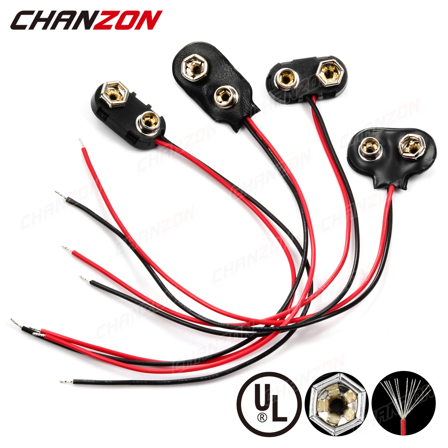 9-V-Batterieanschluss, Schnappclip, Netzteil, T-Typ, I-Typ, Doppeldrahthalter, Kabel, 9 Volt, 15 cm Anschlussbuchse, Stecker, Schnallenanschluss – Detail 1