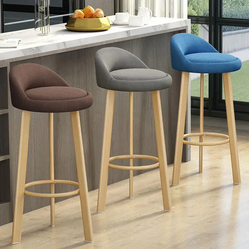 

Nordic Luxury Bar Stool Reception Manicure High Designer Dining Chair Counter Home Backrest Island Cadeira Furniture XR50BY