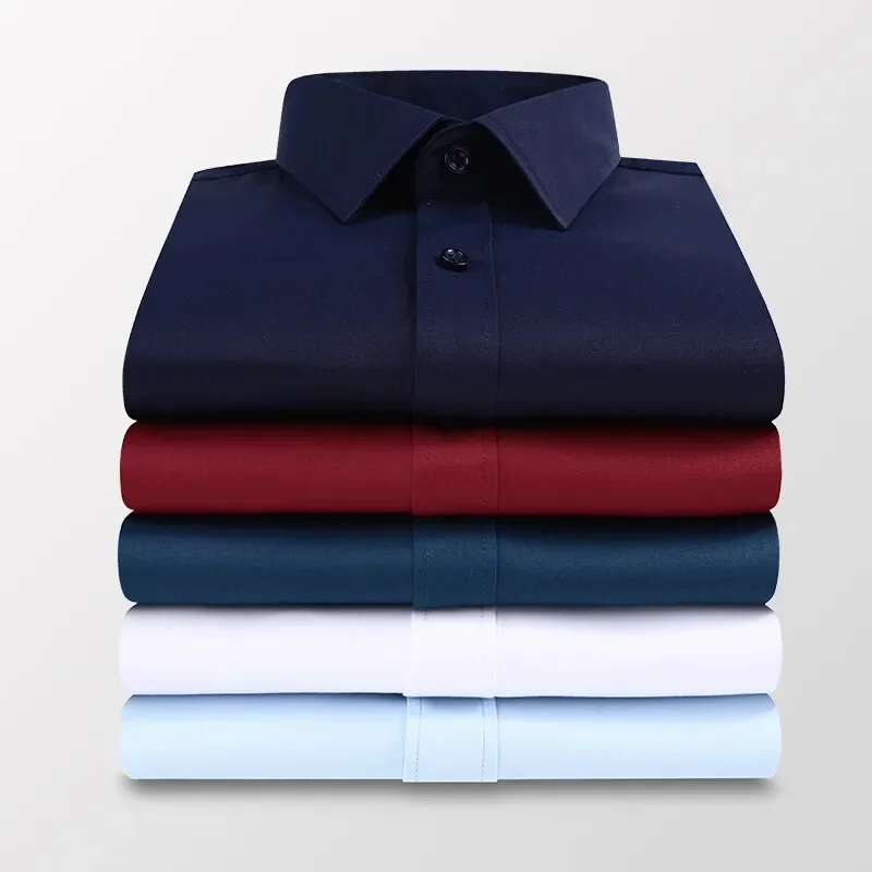 Camicie da uomo autunno nuove da lavoro Casual bottoni con risvolto a maniche lunghe Camicie formali da uomo Nero Bianco Blu Rosa Tees 2