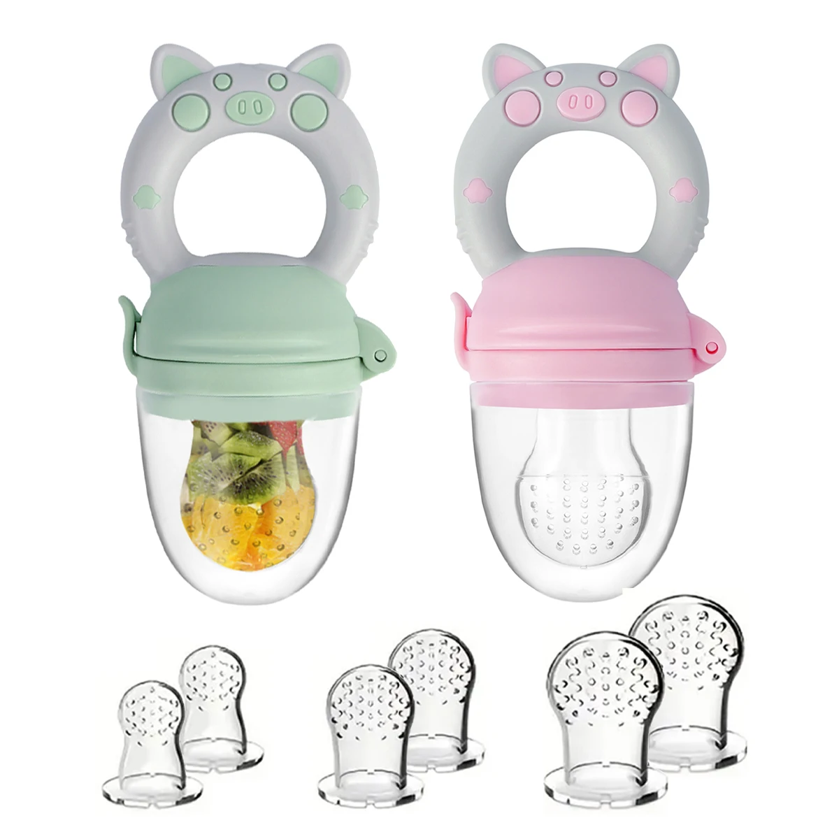 8pcs Children's Silicone Fruit & Vegetable Feeder With Handle-Perfect Food Supplement Pacifier ,Christmas, Halloween
