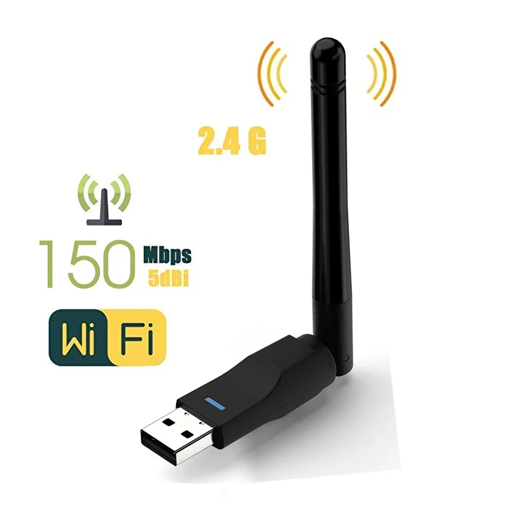 노트북 PC 용 안테나 칩셋 Ralink MTK 7601이 포함 된 2.4GHz USB 2.0 어댑터 150Mbps WiFi 무선 네트워크 카드 도매