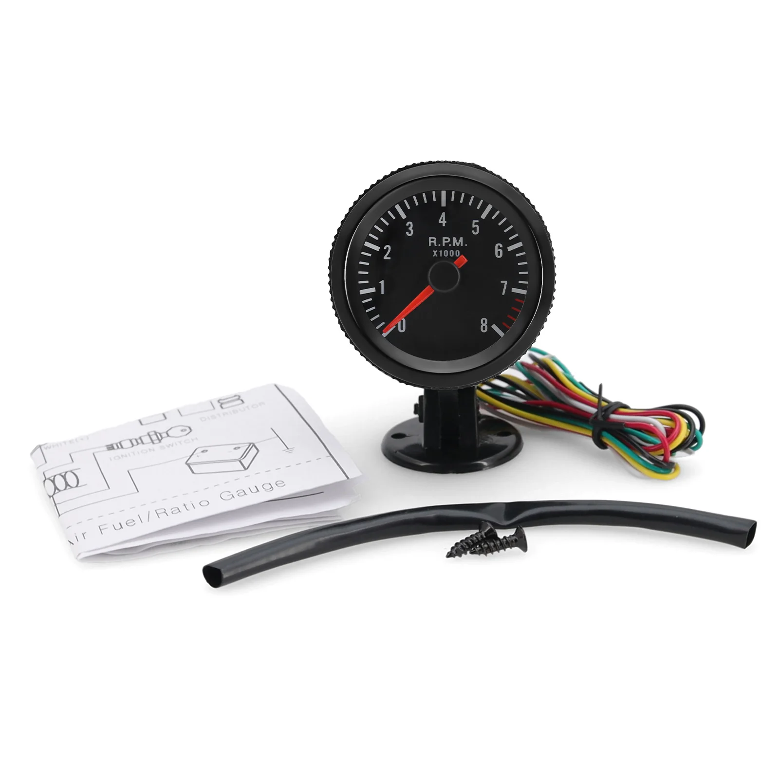 8K Tachometer 12V Car Tacho Meter 52mm With White LED Gauge 8000 RPM For 1-8 Cylinders Engine + Gauge Holder Engine Tachometer Tachometer Gauge Tachometer Meter