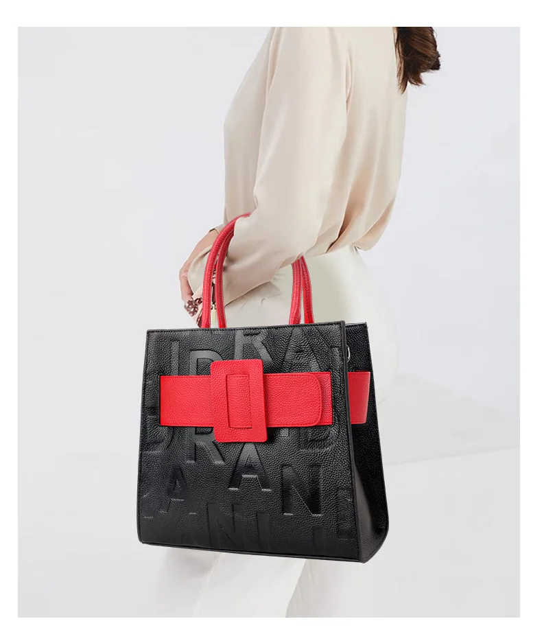 Modische Damen-Umhängetasche aus echtem Leder, großes Fassungsvermögen, hochwertiges Rindsleder, Damenhandtasche, neuer Stil 2026, vielseitig einsetzbar – Detail 2
