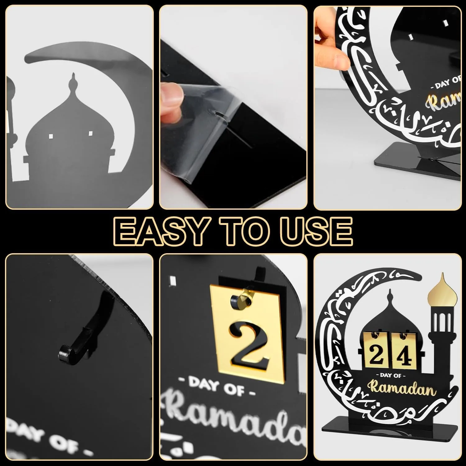 2025 Eid Acrylic Countdown Calendar DIY Home Muslim Islamic Festival Party Decorations Eid Gifts Ramadan Ornaments Kids Gifts