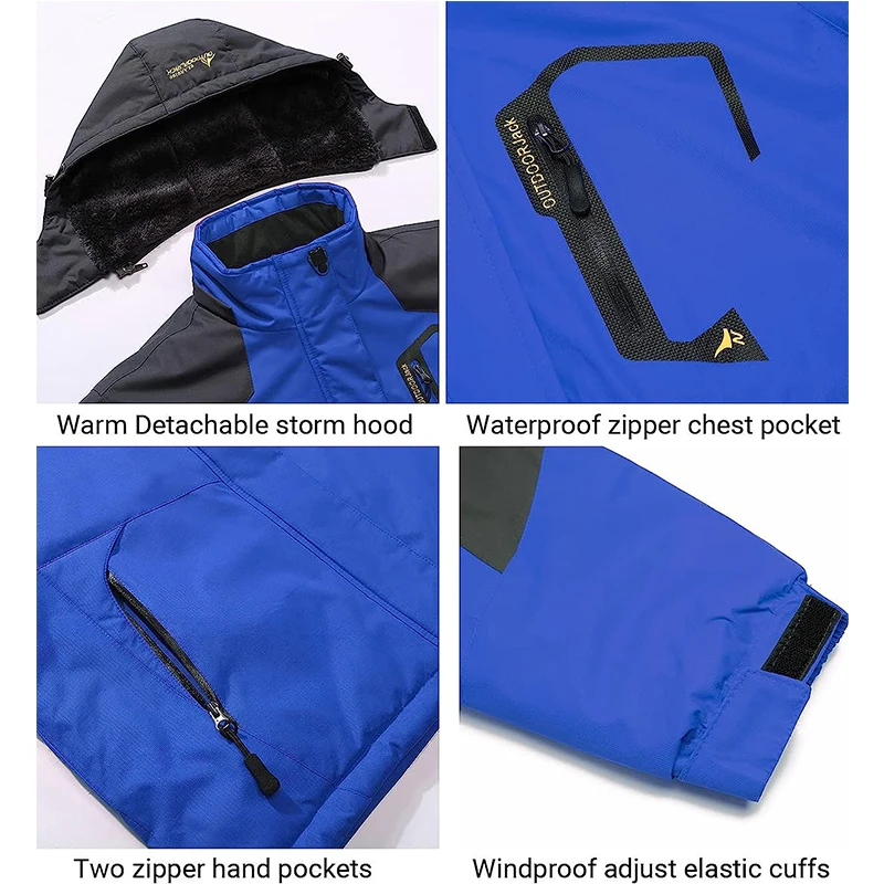 Trekking Jacket Men Winter -20 Degree Waterproof Breathable Snowboard Outdoor Ski Hiking Camping hiking jackets,waterproof hiking jackets
