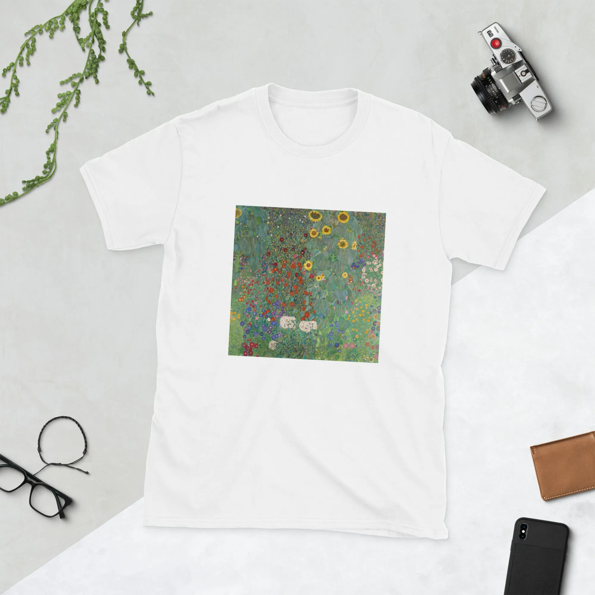 Gustav Klimt Farm Garden Con Girasoli 1907, Flower Garden Art T-Shirt Vintage Retro Cool Gift Uomo Donna Unisex