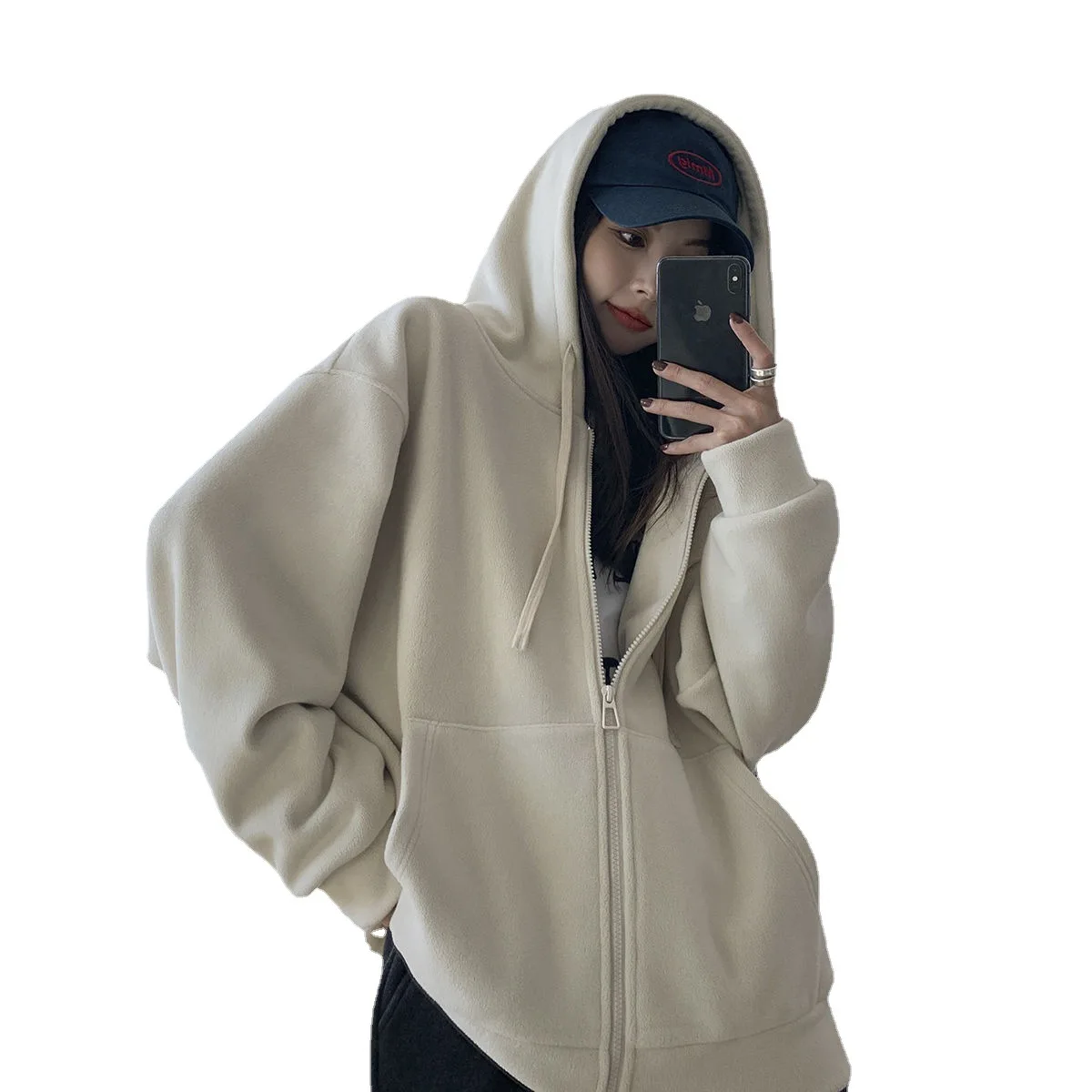 CGC 2022 New Harajuku Zip Up Hoodies Women Spring Autumn Oversize Hooded Sweatshirts Casual Thicken Warm Women Sweatshirts Tops
