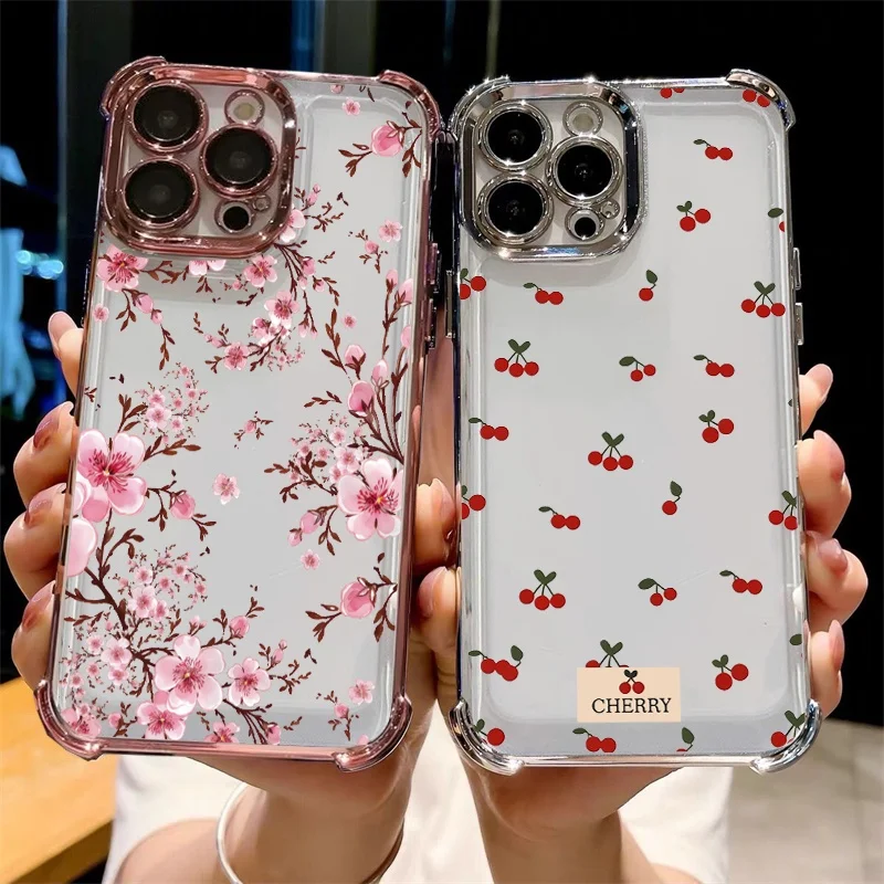 Elegant Bow Cherry Plating Shockproof Phone Case