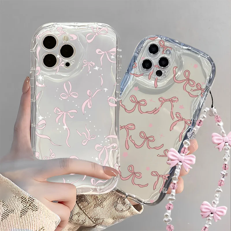 Korean Cute Star Bow Pattern Chain Phone Case