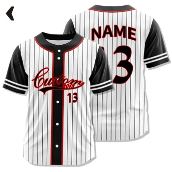 Customizable Baseball Jersey Team Shirt Print Name Number Baseball Uniforms Stripe Hip Hop Sportswear Baseball T-shirt VL1520 1