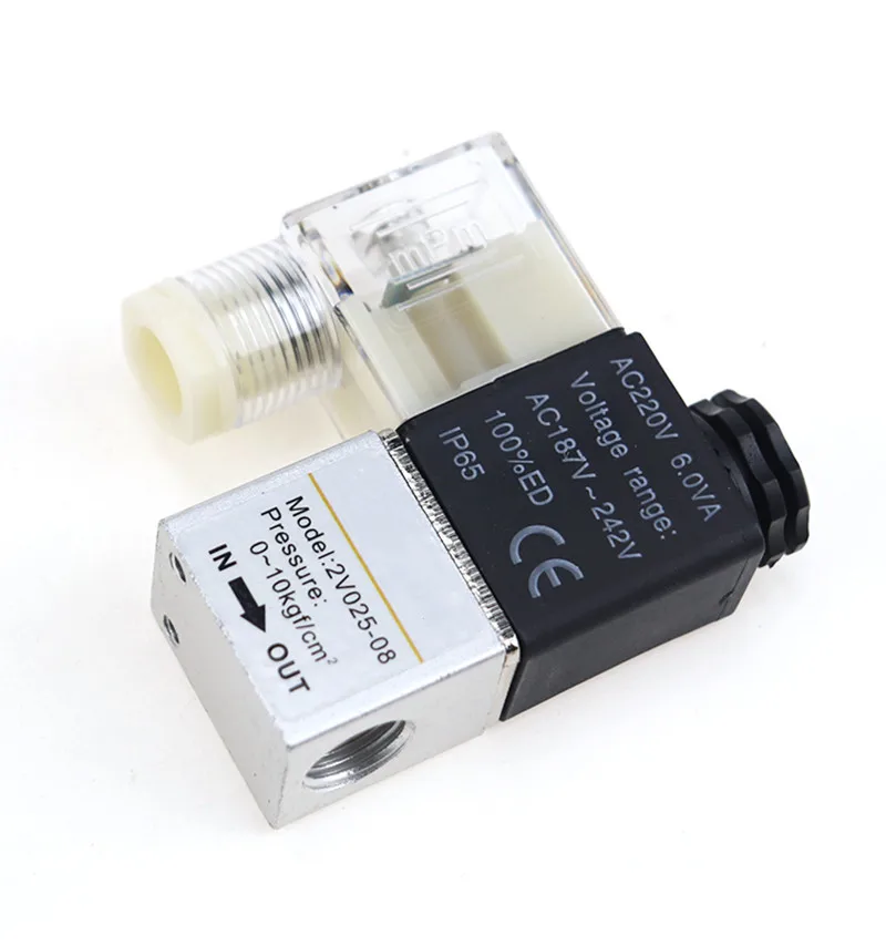 

2V025-06 2 порта 2Pos 1/8 "BSP нормально закрытый нейтральный Электрический Пневматический электромагнитный клапан катушка DC12V 24V AC110V AC220V