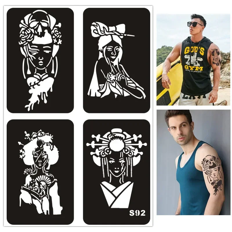Reusable Airbrush Stencils for Fake Tattoo Body Dragon Wolf Butterfly Henna henna tattoo stencils