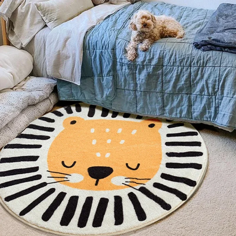 Nordic Cute Round Carpets for Living Room Home Bedroom Kids Room Rug Children Room Bedside Reading Area Decor Non-slip Floor Mat 3