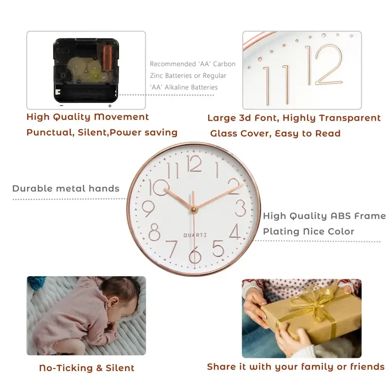 Digital Wall Clock 8 Inch Mute Quartz Wall Clock Cubic Digital Clock Living Room Bedroom Wall Decorations