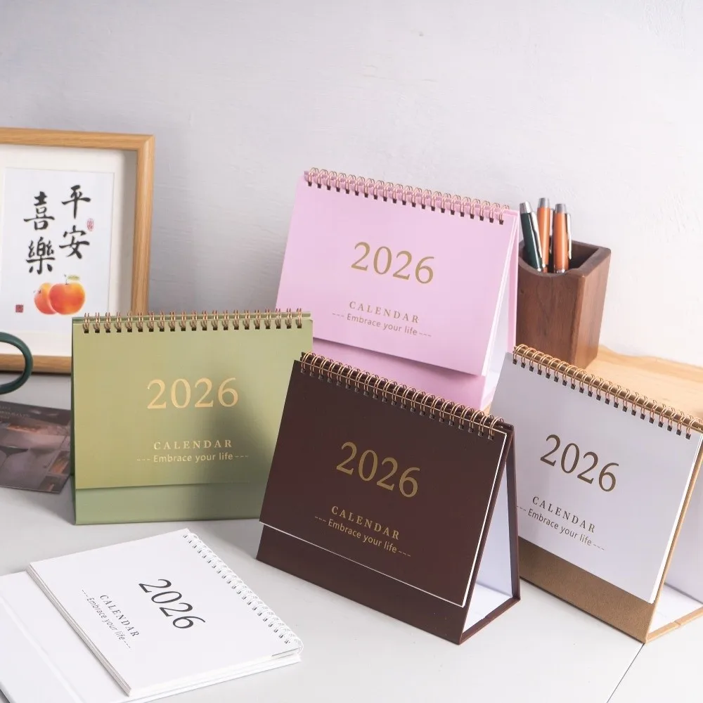 쓰기 가능한 메모 스탠딩 2026 데스크탑 데스크 캘린더 휴대용 접이식 테이블 캘린더 학업 플래너 오피스 문구