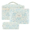 YANZAI 3 Pcs Cotton Quilted Makeup Bag Set, Floral Cotton Cosmetic Bag, Aesthetic Women's Large Capacity Toiletry Organizer 1