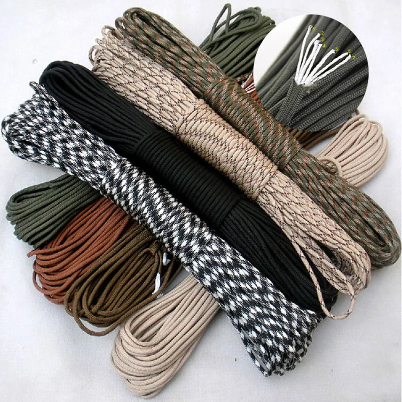 1pcs 5yards 4mm 550 Paracord Parachute Cord Lanyard Tent Rope Guyline Mil Spec Type For Hiking Camping