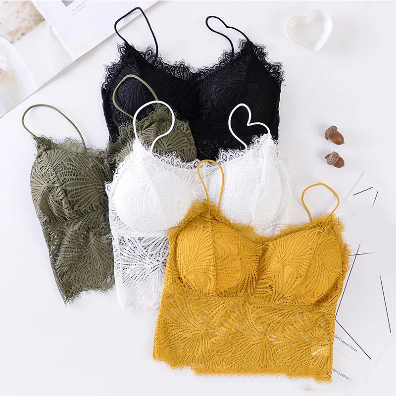 

Fashion Women's Crop Tops Sexy Lace Tank Top Chest Wrap Bandeau Underwear Black White Wrapped Chest Strap Chest Pad Lingerie