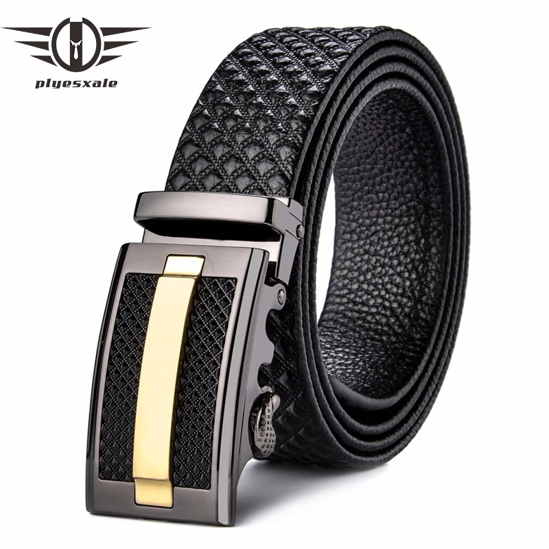 Plyesxale 2020 Automatic Buckle Belt Mens Light Brown Belt Genuine