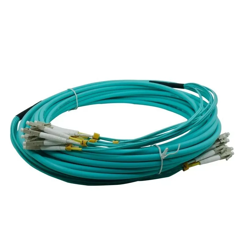 bundle jumper 6/8/12/24 cores OM3 indoor LC-LC 10 Gigabit multimode 20m 6C 8C 12C 24C LC fiber optic patchcord aqua P-fiber