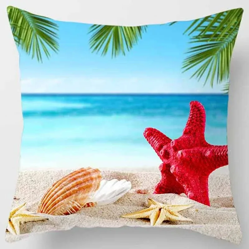 Beach starfish spray coconut tree style free print pillow case