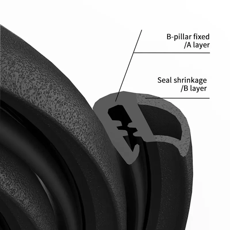 2m Thicken Rubber B-Pillar Sealing Strip Car Door Edge Weatherstrip Scratch Protector Soundproof for Car Door RV Boat