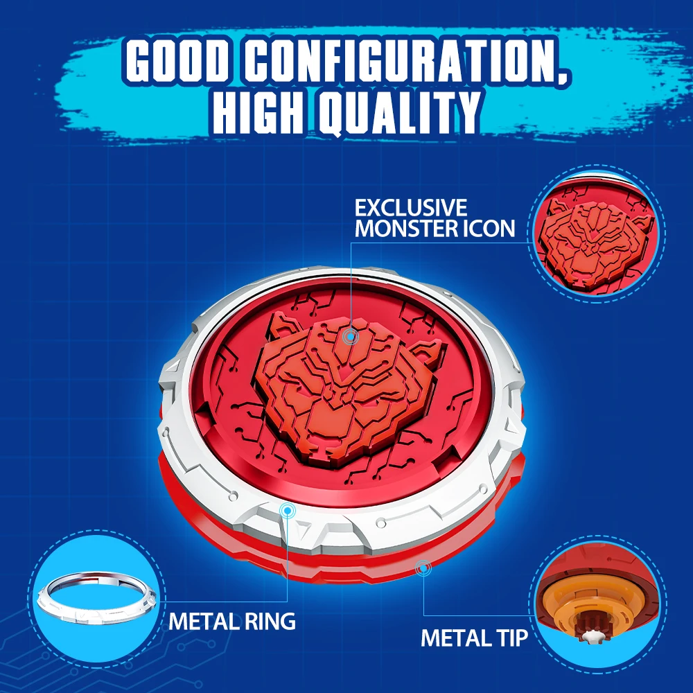 Spinning top toy beyblade toys battle top toy battle tops beyblades burst gyro gyro toupie gyroscope toy Infinity Nado 6 Starter Pack-Blazing War Bear Metal Ring & Tip Spinning Top Gyro with Monster Icon Cord Launcher Anime Kid Toy