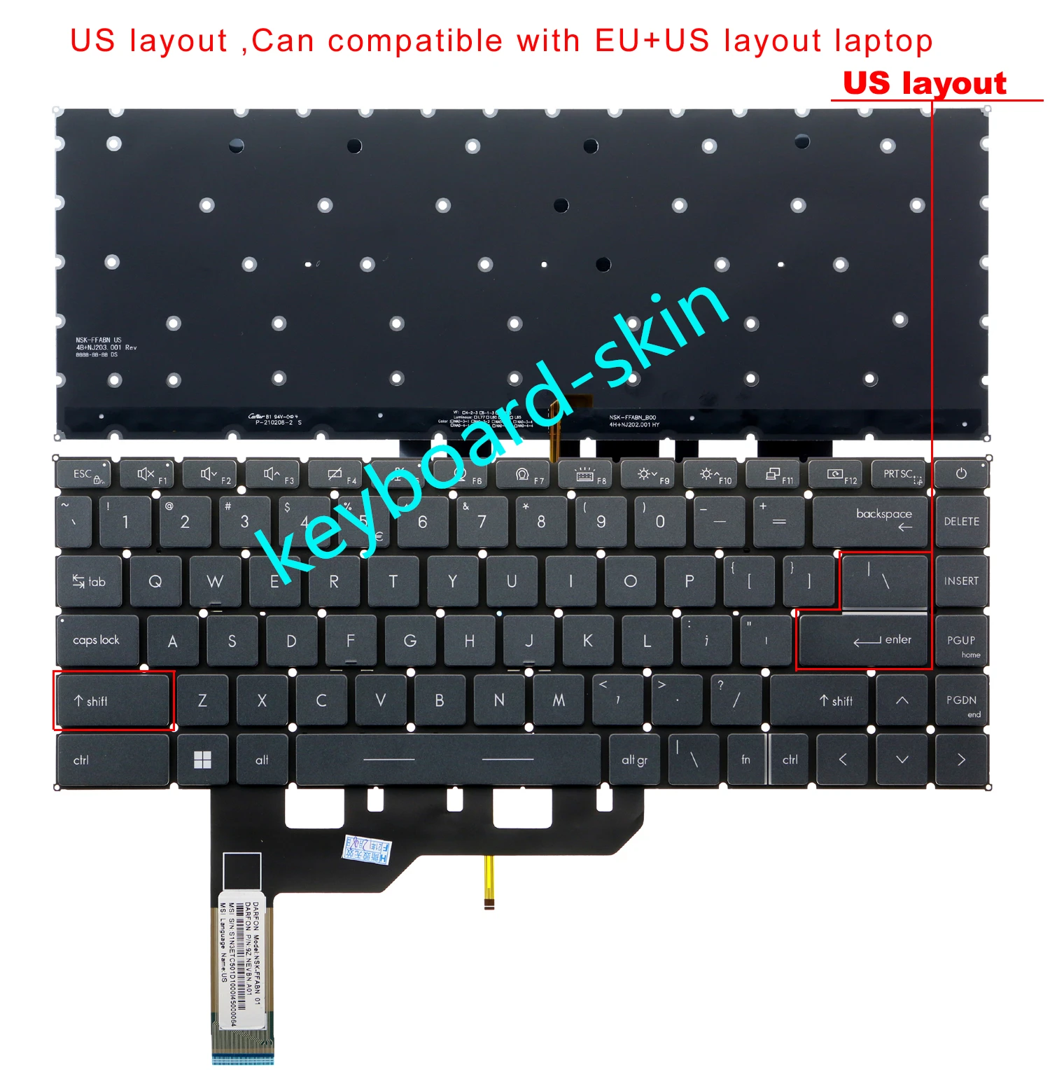 New Us Backlit Keyboard For Msi Creator 15 A10sfs/a10se/ms16v2 A10set