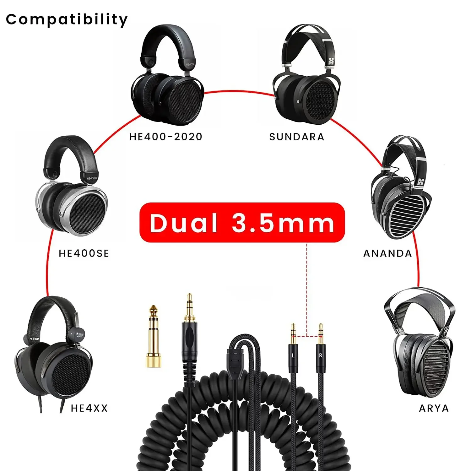 Headphone Audio Cable for Denon AH-D7100 7200 D600 D9200/HIFIMAN Sundara Ananda HIFIMAN Sundara Ananda HE1000se HE6se HiFi Wire