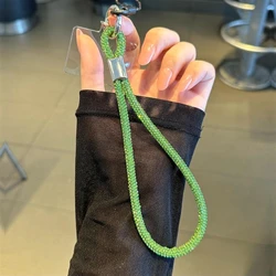 Glitter Crystal Wrist Strap Keychain with Anti - Lost Rope and Universal Bling Hanging Cord - Other (Green)