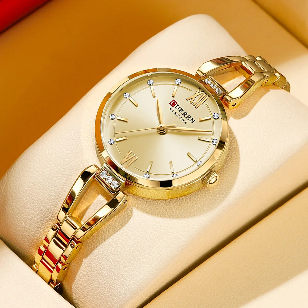 

CURREN Luxury Hight Quality Quartz Watch Fashion Charming Rhinestones Stainless Steel Band Women's Wristwatches