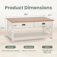 Coffee Table for Living Room - Farmhouse Modern Coffee Tables with Storage, Ivory White Coffee Table 2