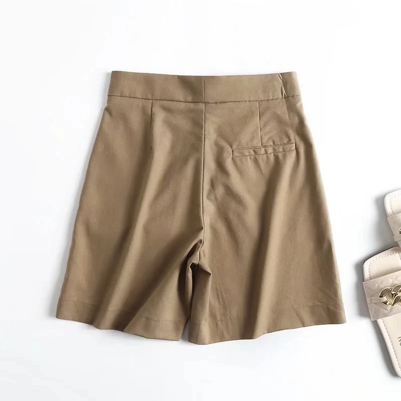 Dave&Di High Waist Straight Loose Bermuda Casual Shorts Women England Style Indie Folk Vintage Cotton Linen Shorts