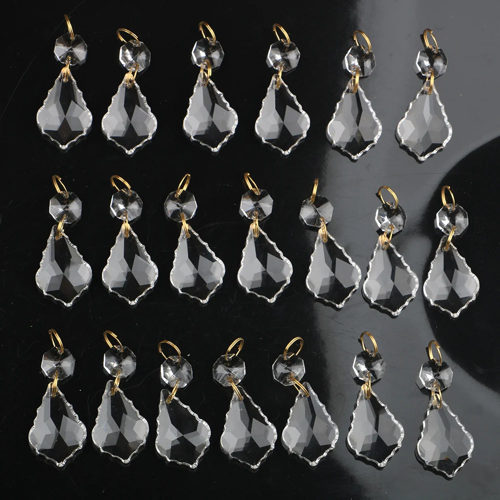 Chandelier Glass Crystals 20pcs 38mm Clear Lamp Prisms Parts Hanging Drops Pendants with Octagon beads chandelier crystal drops
