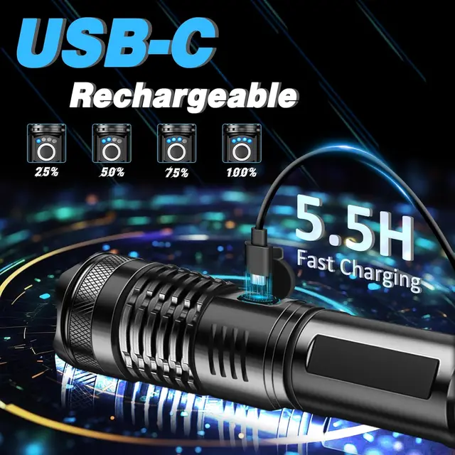 High-Power Rechargeable LED Tactical Flashlight 4