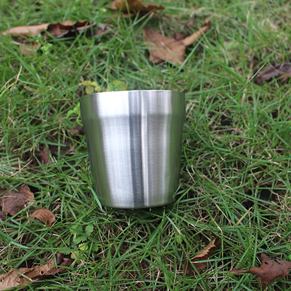 

Stainless Steel Camping Cup 180ml Double Layer Leak-proof Coffee Milk Metal Mugs Travel Barbecue Water Mug Outdoor