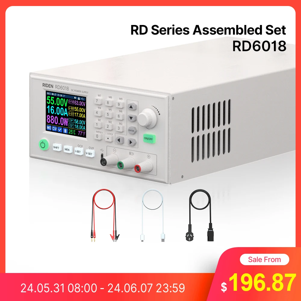 RD RD6018 Assembled Set 60V 18A AC to DC digital control battery charging Adjustable Lab Bench Power Supply Regulator 1080W