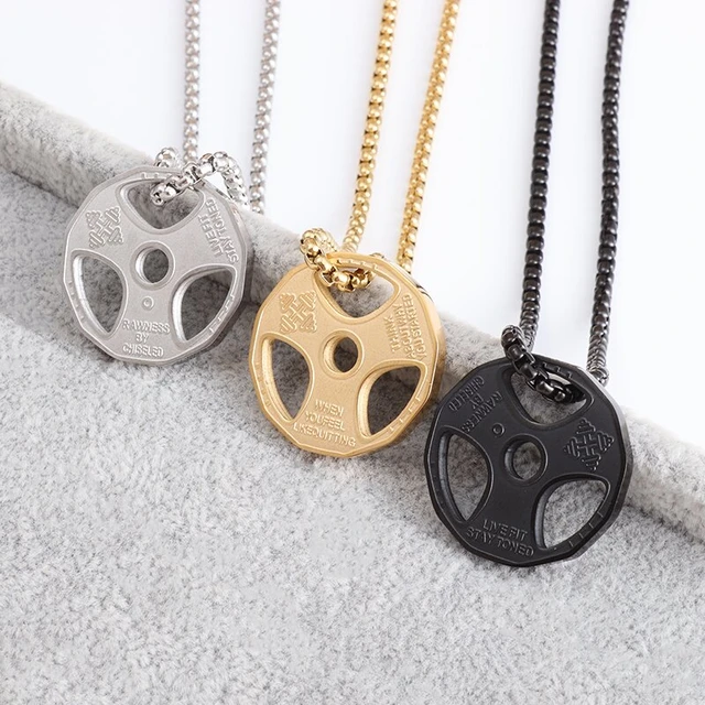 Collana con manubrio in acciaio inossidabile - Ciondolo con bilanciere