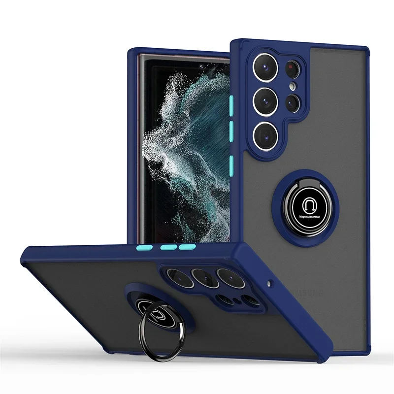 Matte Clear Magnetic Ring Stand Phone Case Cover